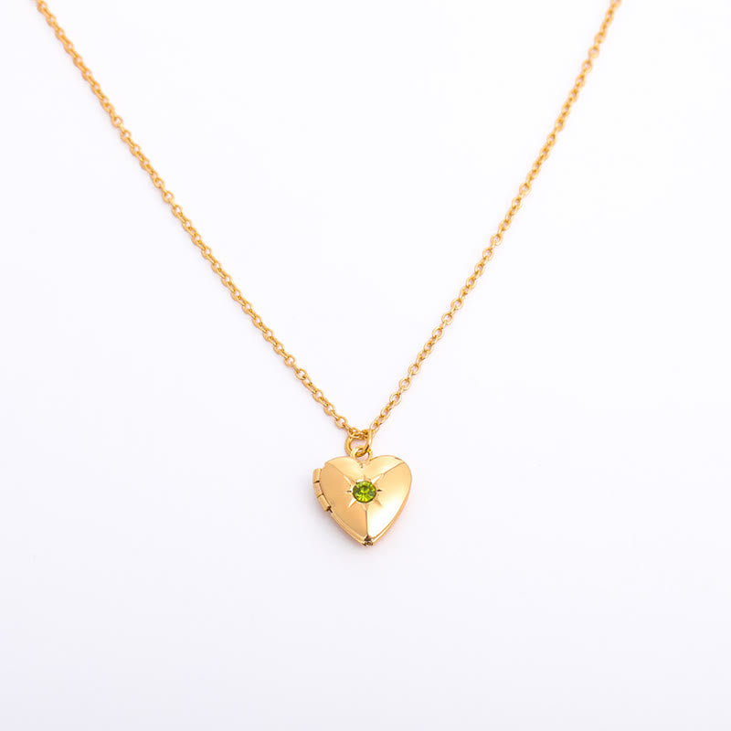 Olivenorma "Shine in My Heart"-Birthstone Heart Album Necklace