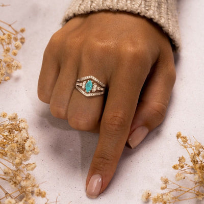 Olivenorma Vintage Turquoise Two-piece Ring - image 6