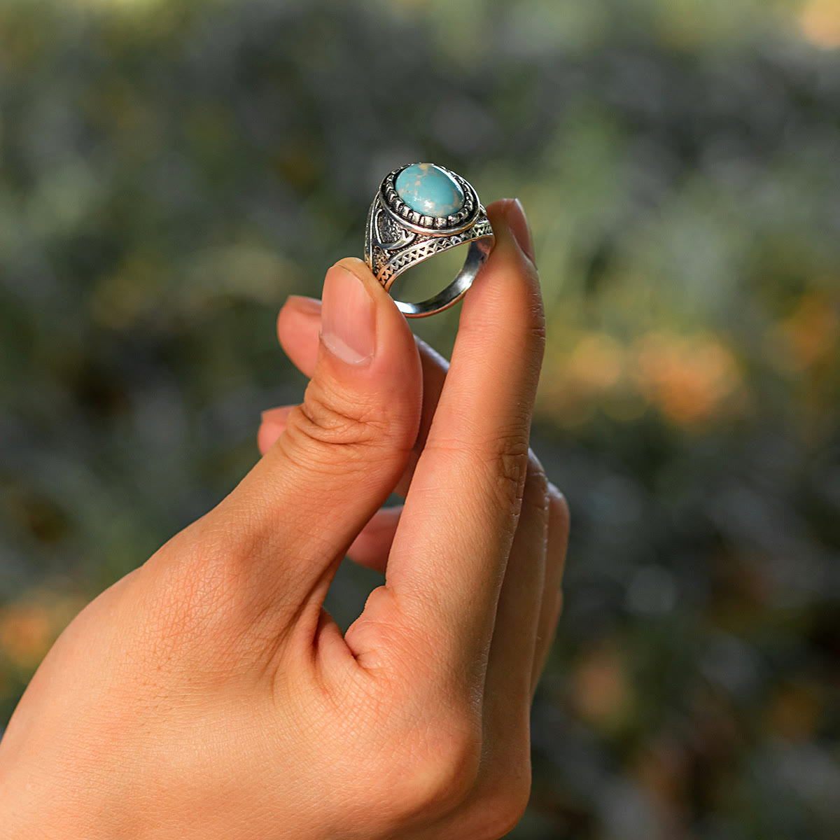 Olivenorma Retro Turquoise Men's Ring - image 3