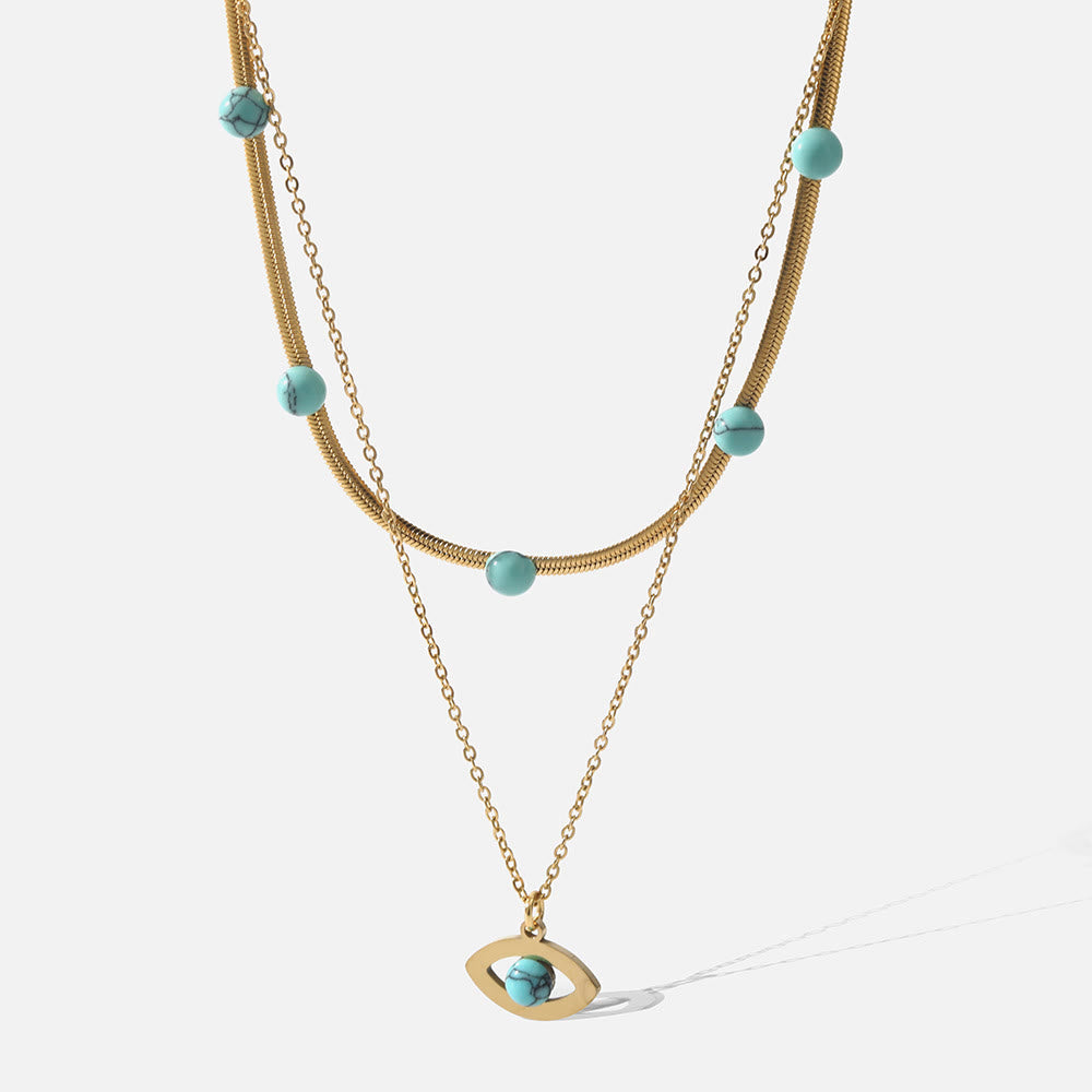 Olivenorma Turquoise Evil Eye Stainless Steel 18K Necklace