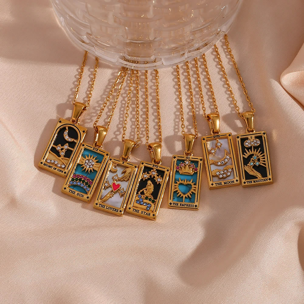 Olivenorma "Sun Lovers Star Moon" Tarot Cards Sign Necklace