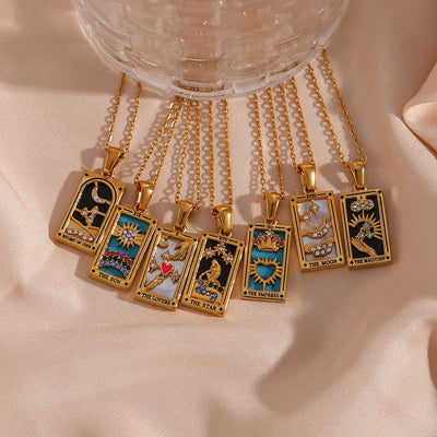 Olivenorma "Sun Lovers Star Moon" Tarot Cards Sign Necklace