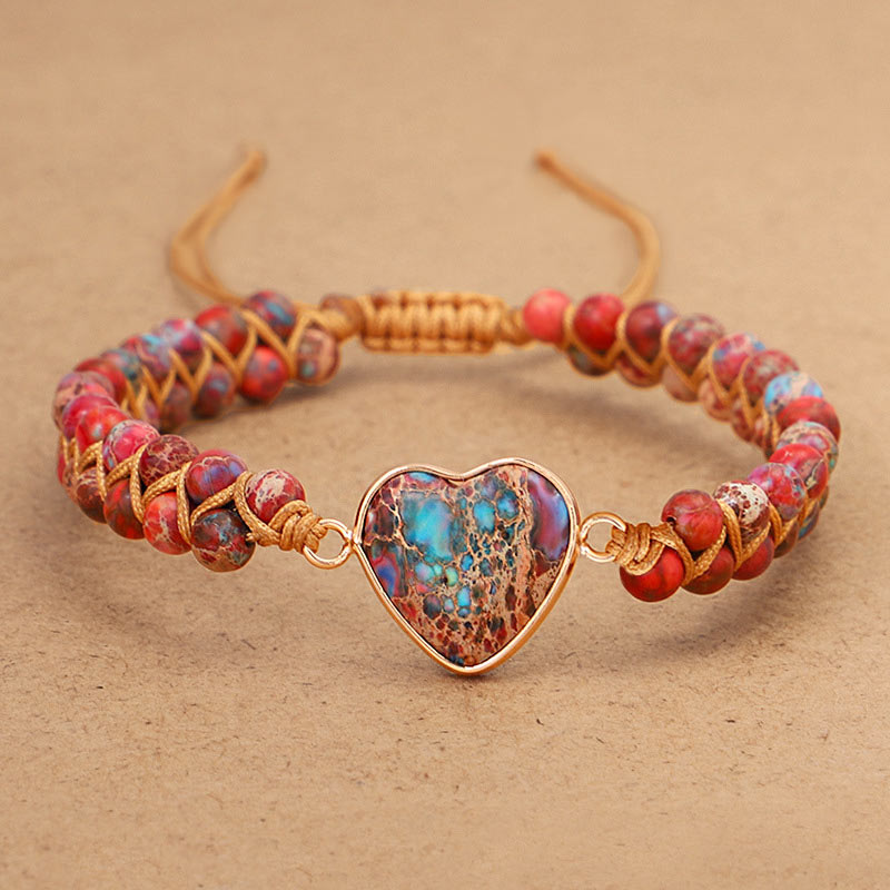 Olivenorma Red Emperor Stone Heart Bracelet