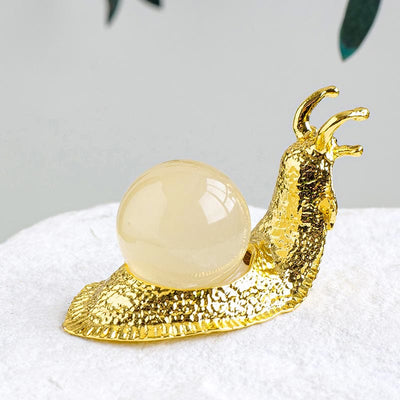 Olivenorma Natural Crystal Ball Holder Small Snail Gemstone Decoration - Citrine - Golden - image 16