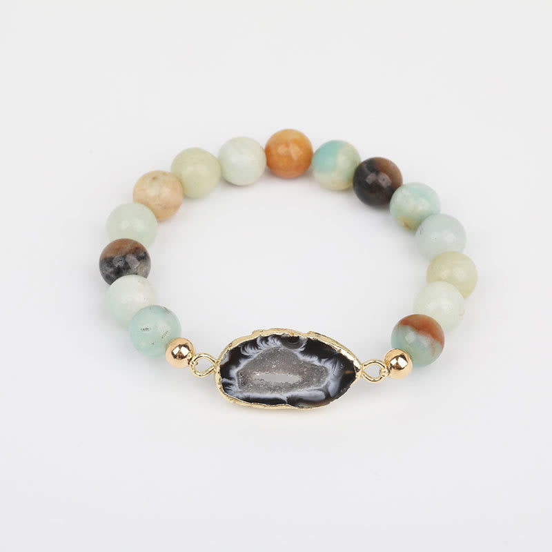 Olivenorma Natural Lava Stone Agate Beads Geode Bracelet