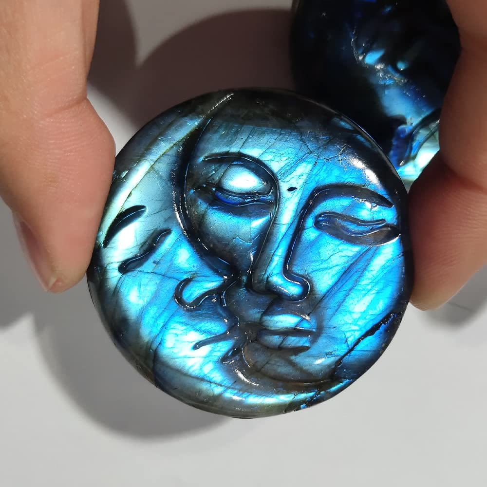 Olivenorma Natural Labradorite Moon Face Ornaments Gemstone Decoration