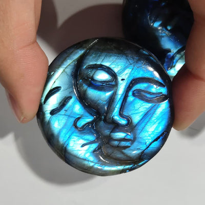 Olivenorma Natural Labradorite Moon Face Ornaments Gemstone Decoration