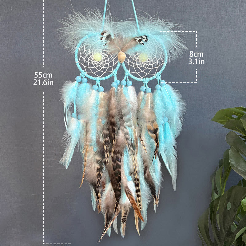 Olivenorma Prehnite Owl Shape Blue Dream Catcher