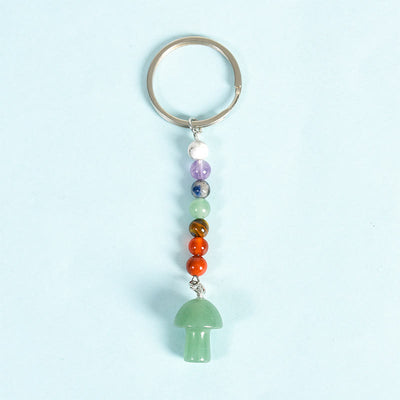 Olivenorma Chakra Crystal Mushroom Beaded Keychain