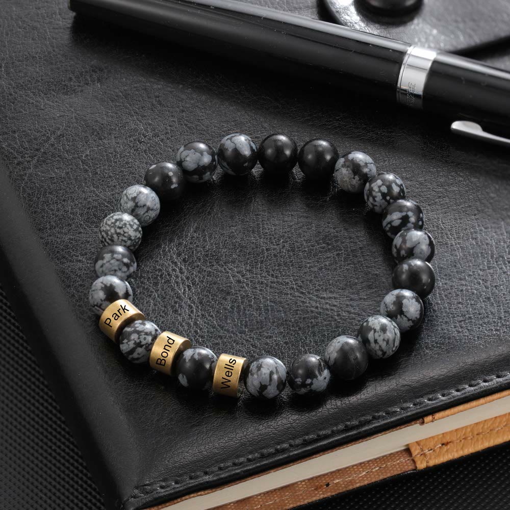 Olivenorma Natural Stone Engraving Personalized Beads Men Bracelet