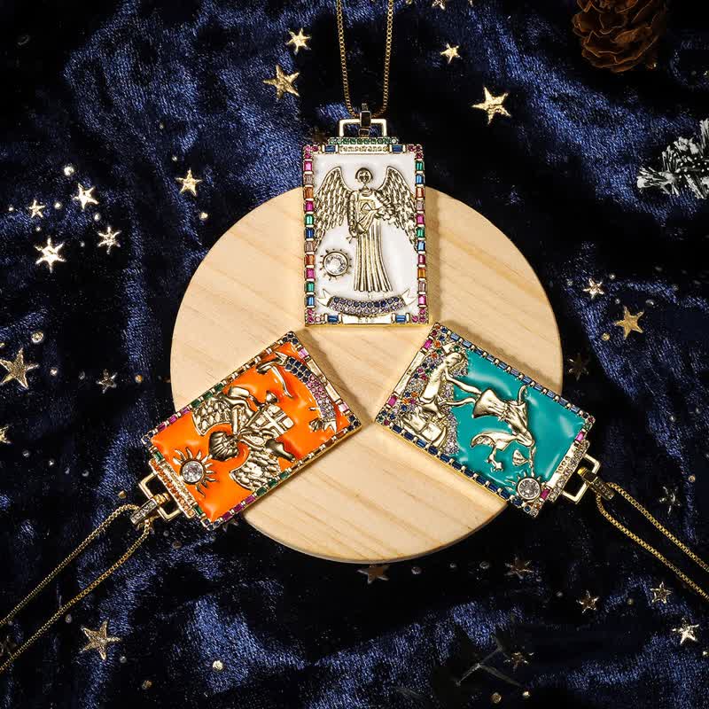 Olivenorma Enamel Major Tarot Card Necklace