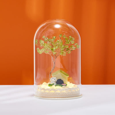 Olivenorma Natural Crystal Glass Cover Feng Shui Tree Decoration