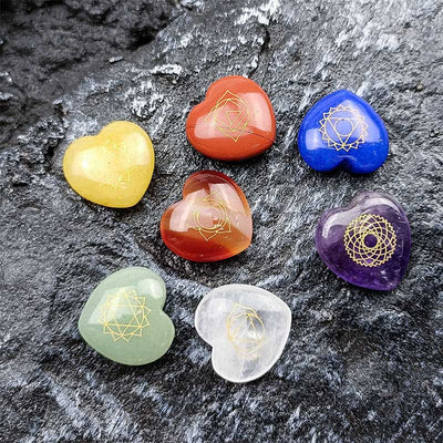 7 Chakra Stones Heart-shaped Crystal Set