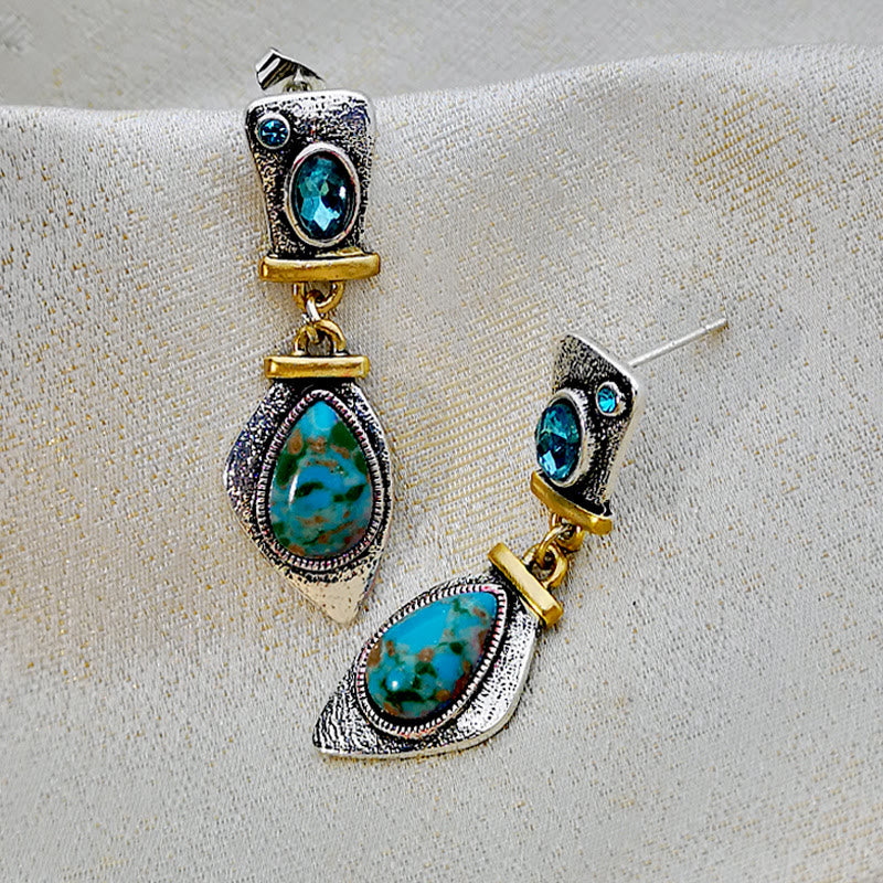 Olivenorma Emperor Stone Blue Topaz Silver Earrings