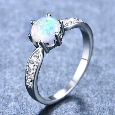 Olivenorma Six Claws Round Opal Edge Band Ring