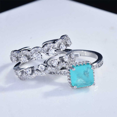 Olivenorma Paraiba Tourmaline 2 PCS Ring Set