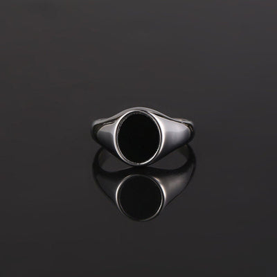 Oval Obsidian Simple Men's Ring