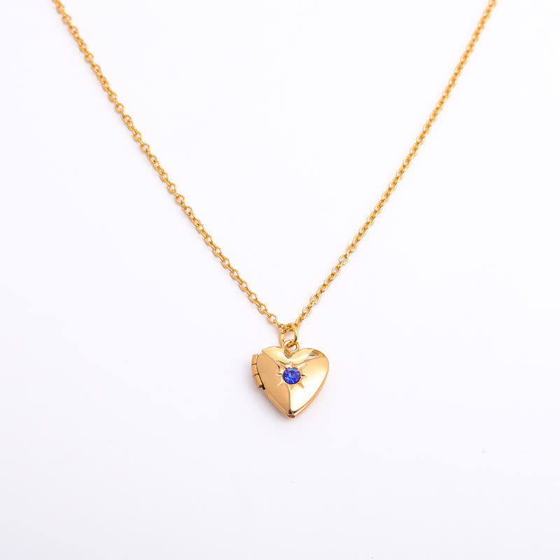 Olivenorma "Shine in My Heart"-Birthstone Heart Album Necklace