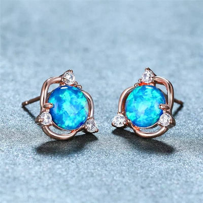 Olivenorma Opal Small Round White Zircon Stud Earrings