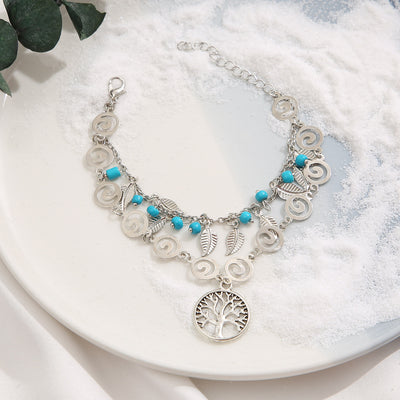 Olivenorma Turquoise Tree of Life Pendant Bracelet Anklet