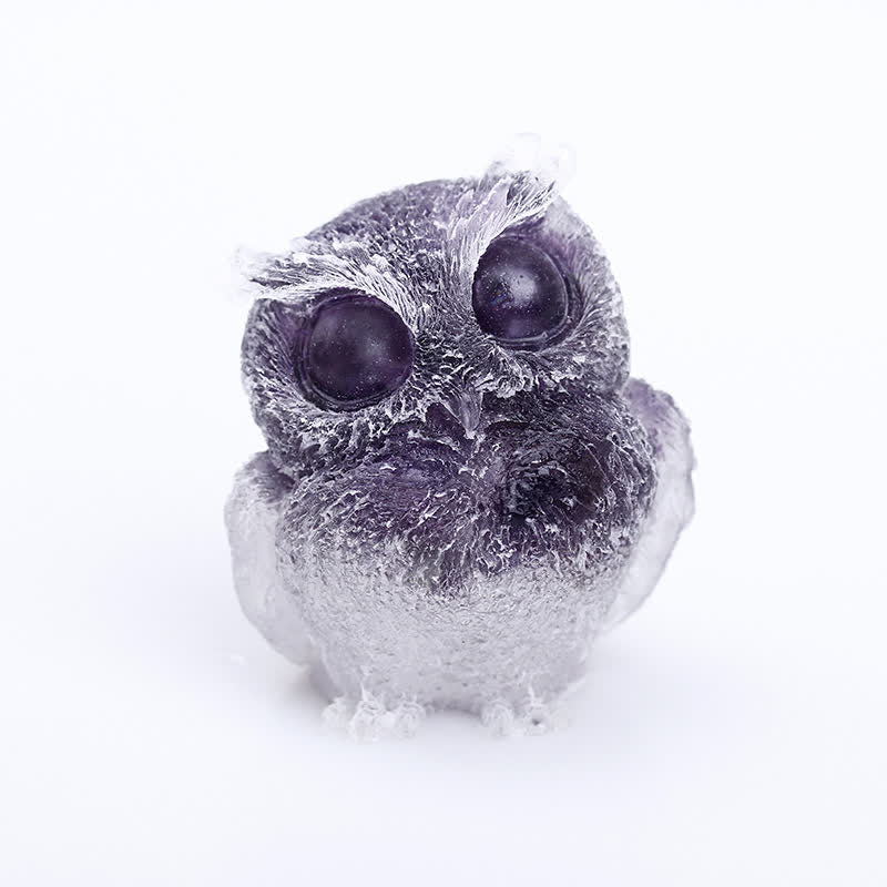 Olivenorma Natural Crystal Resin Owl Gemstone Decoration