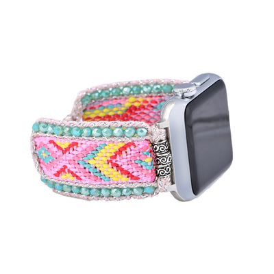 Olivenorma Amazonite Pink Nylon Braided Apple Watch Strap