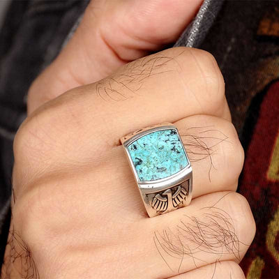 Men's Eagle Turquoise Ring