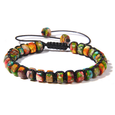 Olivenorma Natural Stone Wheel Bead Woven Bracelet