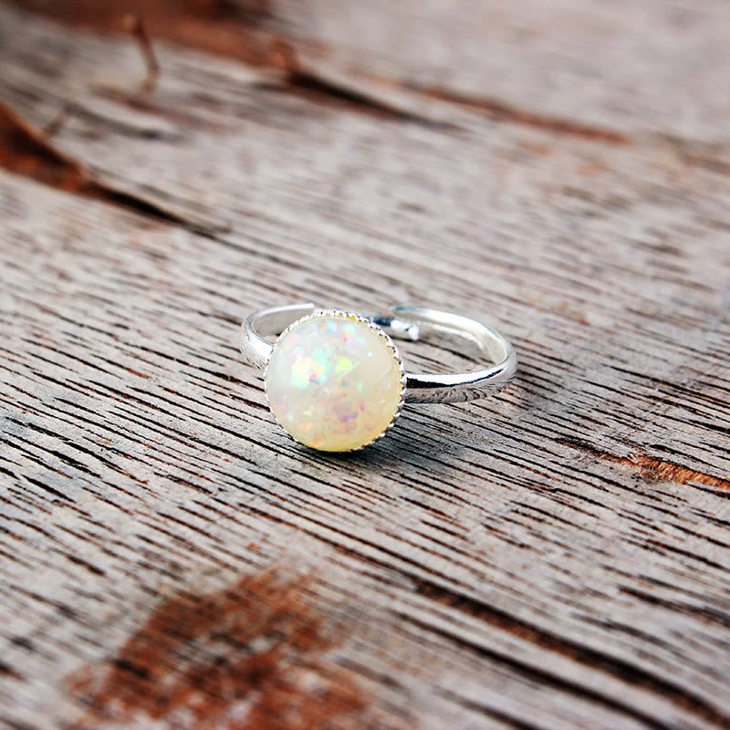 Olivenorma Opal Moonstone Simple Half Circle Adjustable Ring