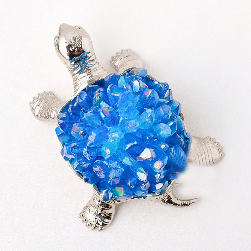 Olivenorma Natural Crystal Cluster Turtle Ornament Lamp Gemstone Decoration