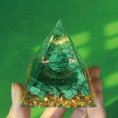 Olivenorma Natural Malachite Protection Orgone Pyramid