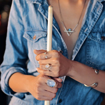 Olivenorma Natural Moonstone Oval Stone Adjustable Ring