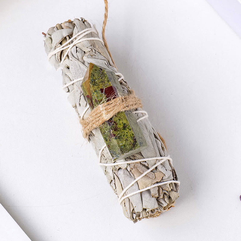 Olivenorma White Sage Hexagonal Prism Crystal Aromatherapy Gemstone Decoration