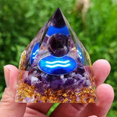 Olivenorma Amethyst Aquarius Zodiac Orgone Pyramid