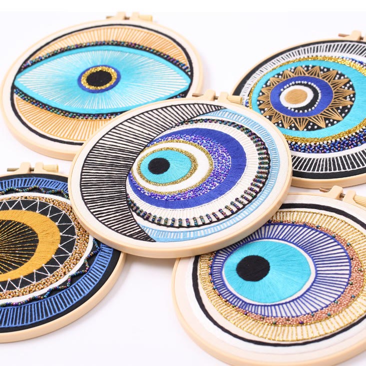 Olivenorma Evil Eye Hand Embroidery Semi Finished Material Decoration