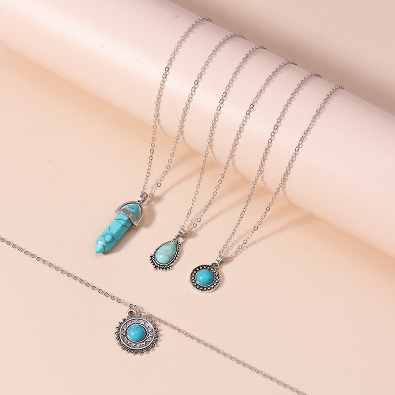 Olivenorma Turquoise Earrings Multi-layered Necklace Set