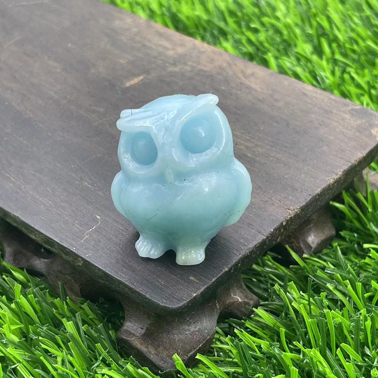 Olivenorma 3.5cm Natural Crystal Owl Ornament Gemstone Decoration - Sky Blue Luminous - image 26