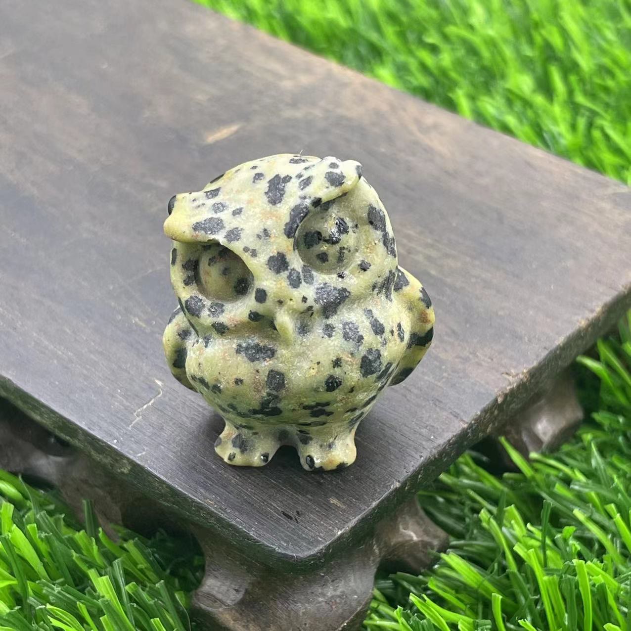 Olivenorma 3.5cm Natural Crystal Owl Ornament Gemstone Decoration - Dalmatian Jasper - image 37