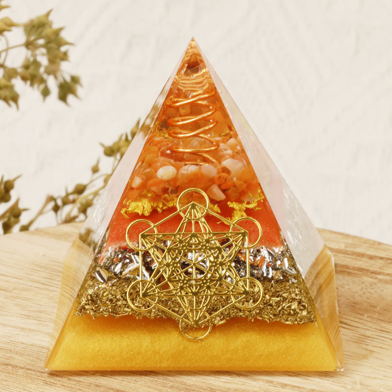 Olivenorma Sun Stone Metatron's Cube Orgone Pyramid