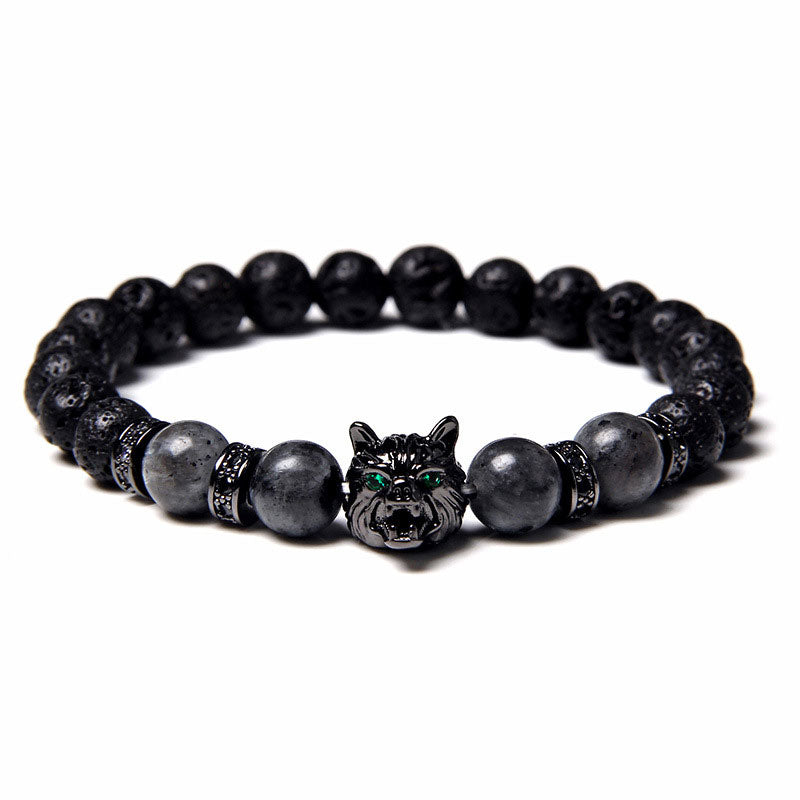 Black Tourmaline Wolf Bracelet