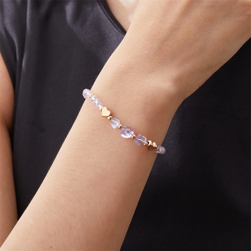 Olivenorma Irregular Natural Gravel Love Beaded Braided Bracelet