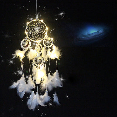 Olivenorma LED Light Colored Feather Dream Catcher