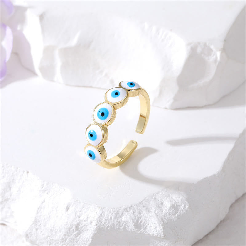 Olivenorma Epoxy Resin Evil Eye Adjustable Ring