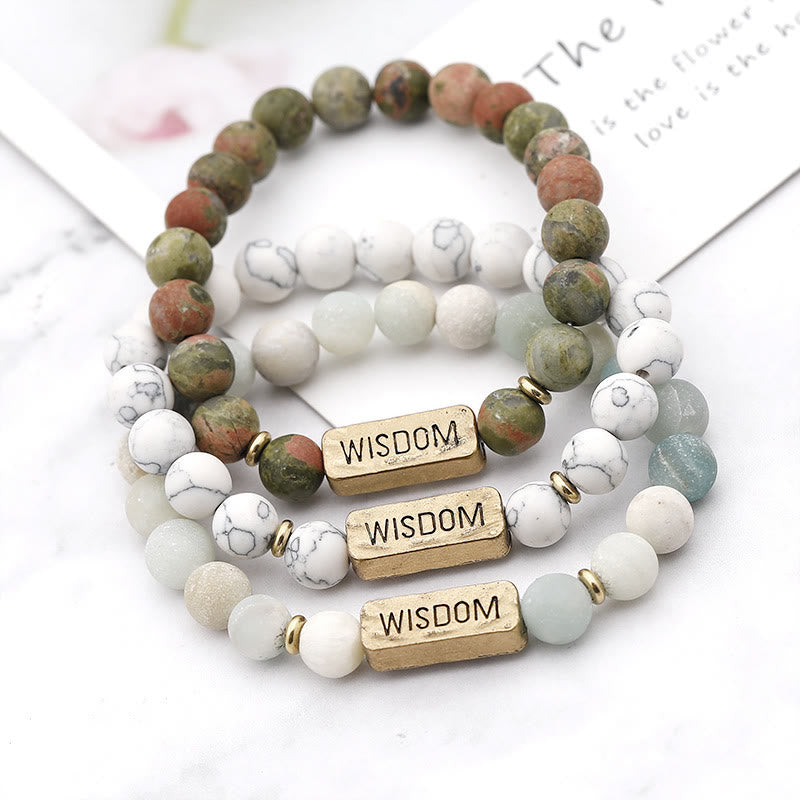 Olivenorma Natural Gemstone Wisdom Engraving Bracelet