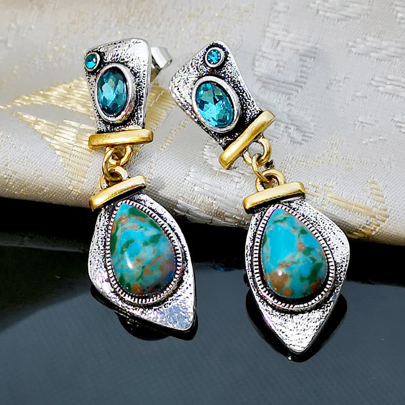 Olivenorma Emperor Stone Blue Topaz Silver Earrings