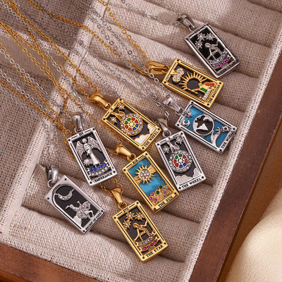 Olivenorma Stainless Steel 18k Gold Plated Tarot Card Necklace