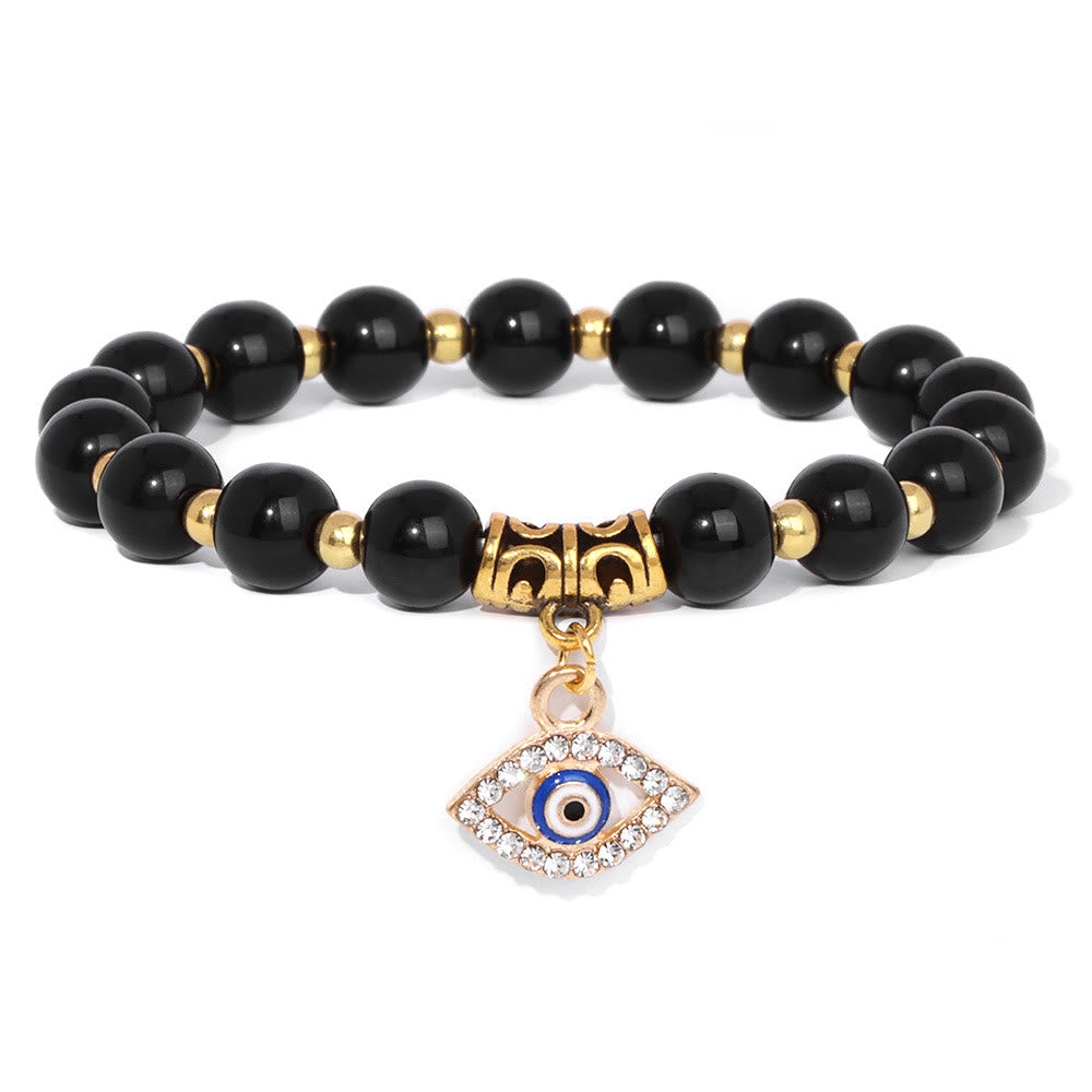 Olivenorma Natural Stone Beaded Evil Eye Pendant Bracelet