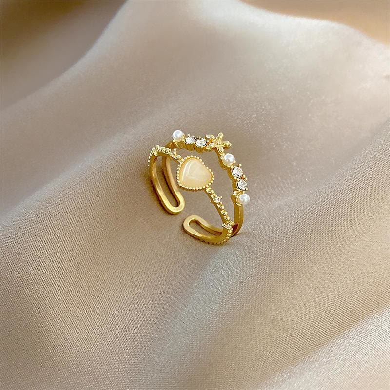 Olivenorma Cat's Eye Stone White Zircon Adjustable Ring