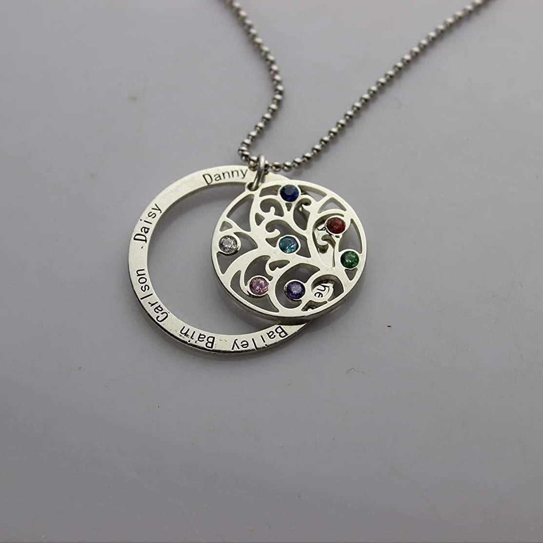 Olivenorma Tree of Life Birthstone Name Engraving Necklace