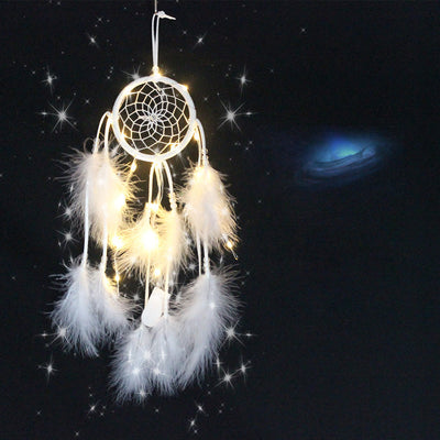 Olivenorma LED Light Colored Feather Dream Catcher